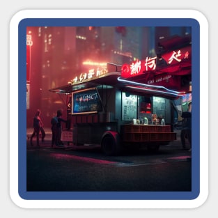 Cyberpunk Tokyo Ramen Food Truck Sticker